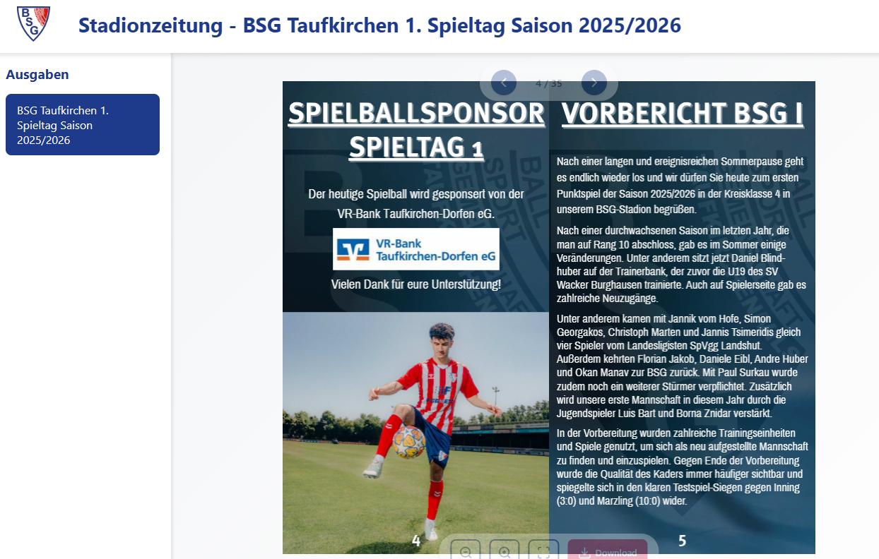 BSG Stadium newspaper
